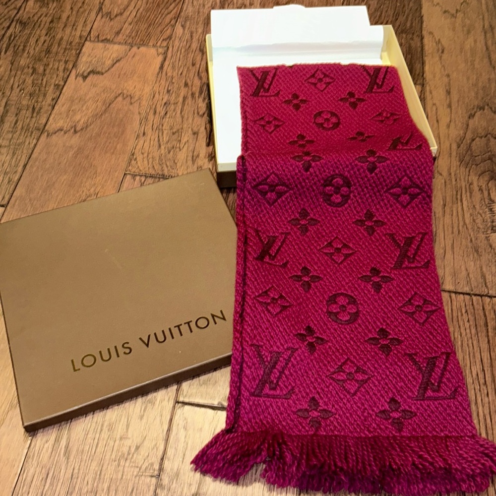 Louis Vuitton Logomania Scarf Plum Colour